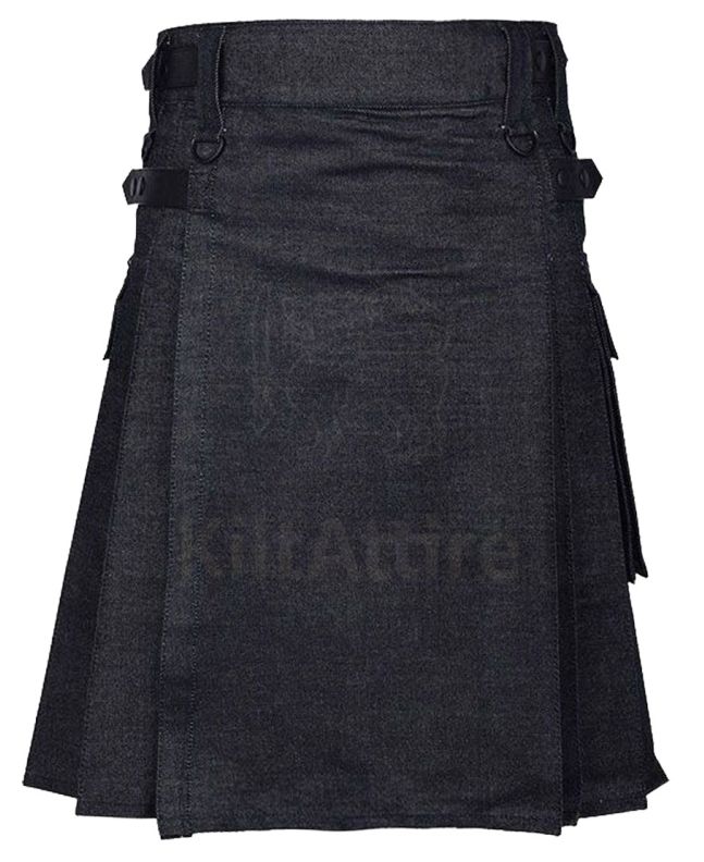 Active Men Denim Utility Kilt Front