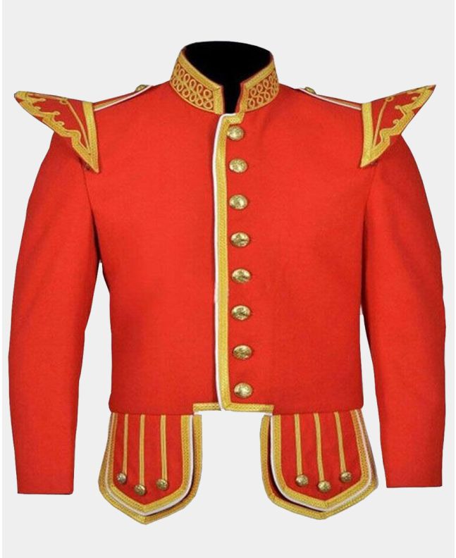 Bagpiper Military Doublet Jacket Tunic Red Jacket 100% Wool Custom made jackets