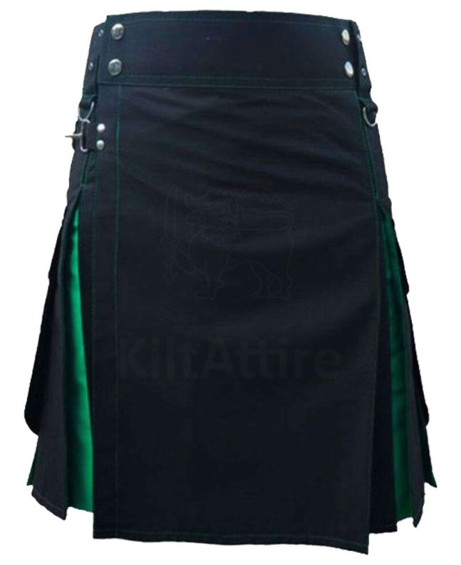 Black and Green Hybrid Utility Kilt