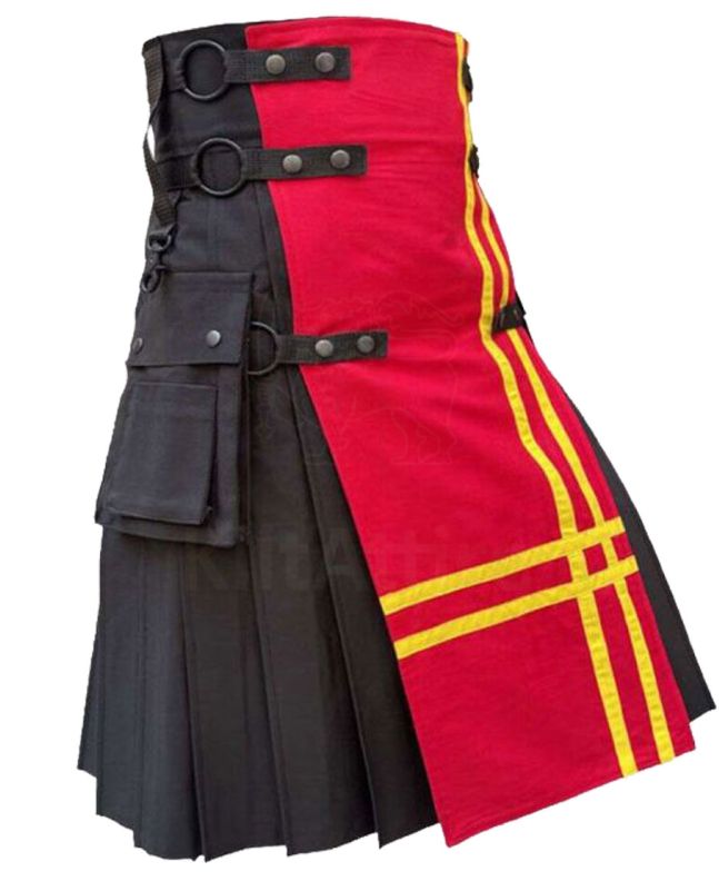 Black And Red Modern Utility Kilt