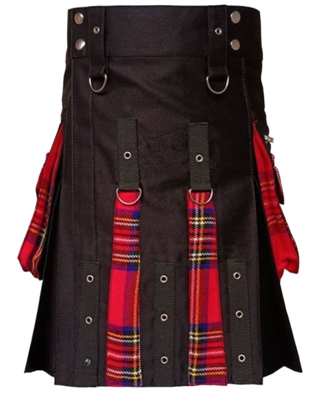 Black Box Plaited Utility Fashion Kilt For Men Front
