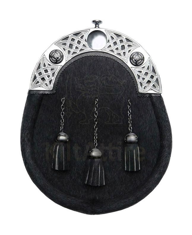 Black Fur Highland Dress Sporran 