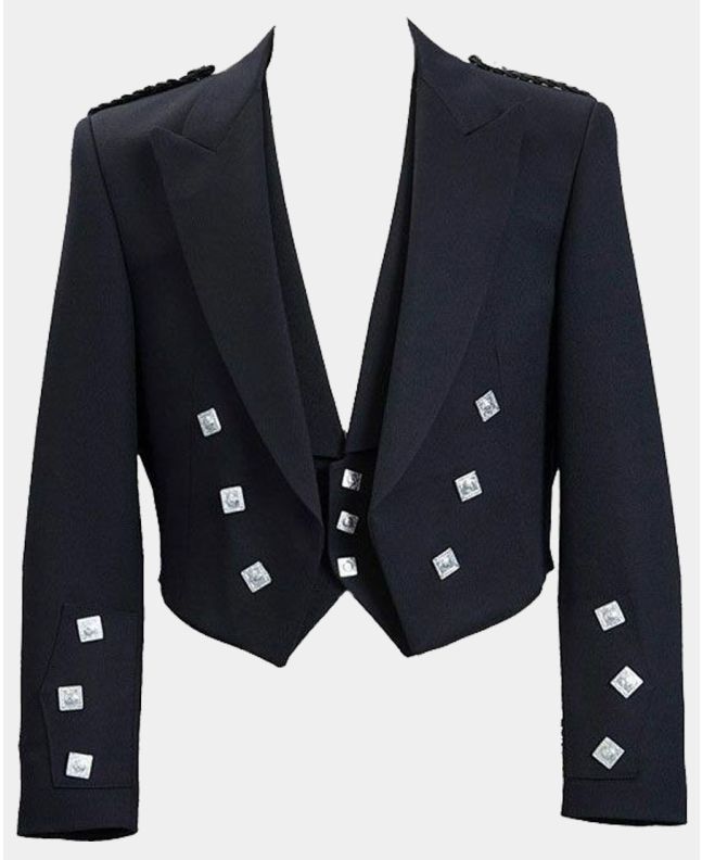 Black Prince Charlie Jacket and Waistcoat Set For Men