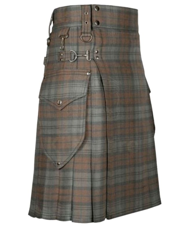 Black Watch Weathered Tartan Utility Kilt Side