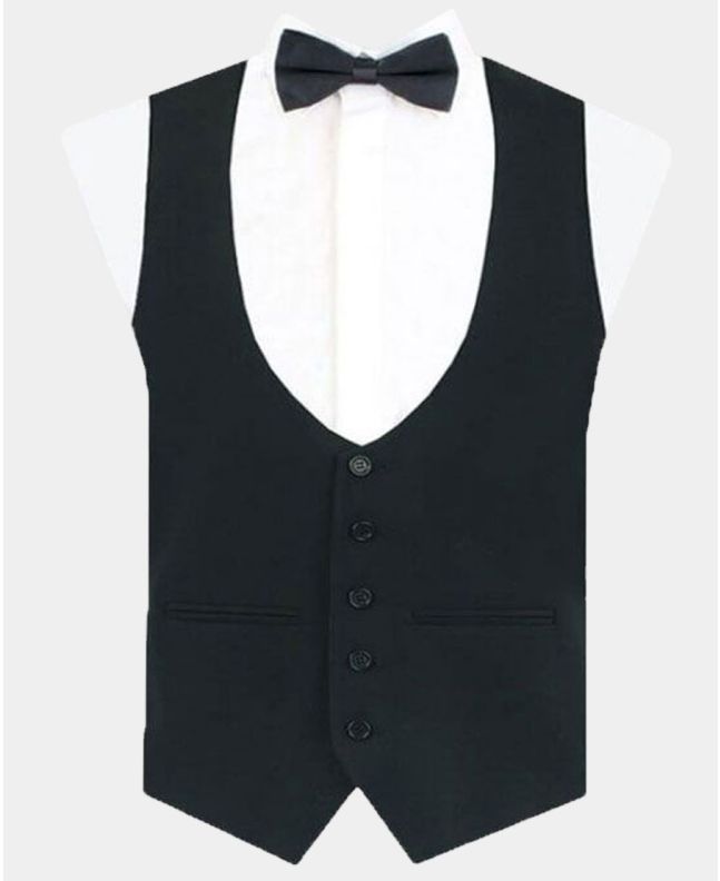 Black Wool Vest With Satin Linning