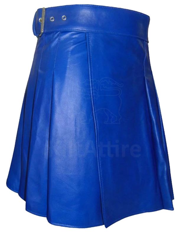 Blue Leather Kilt Mens
