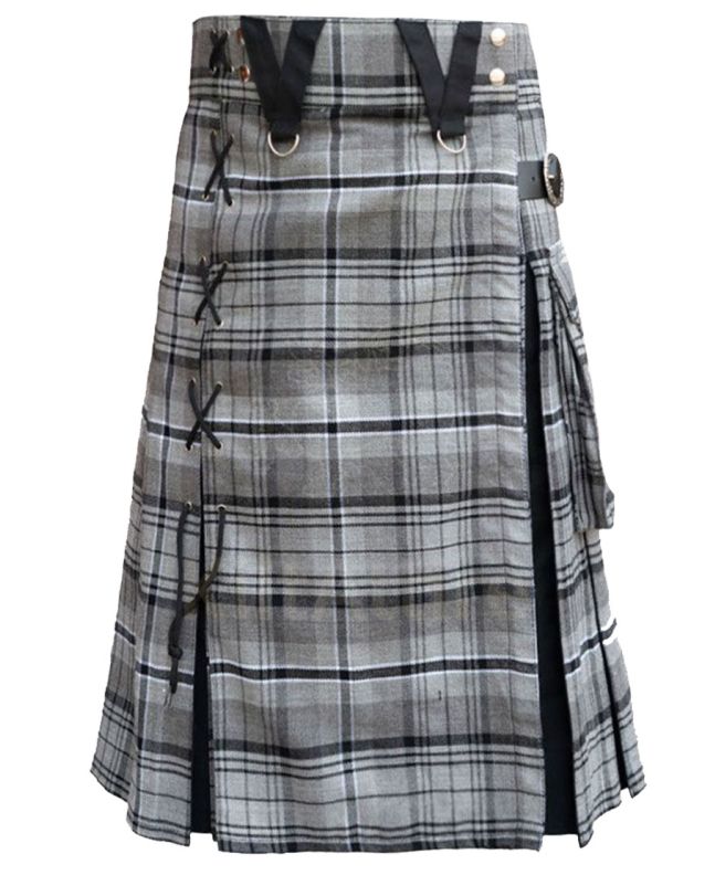 Box Pleated Grey Hamilton Modern Kilt