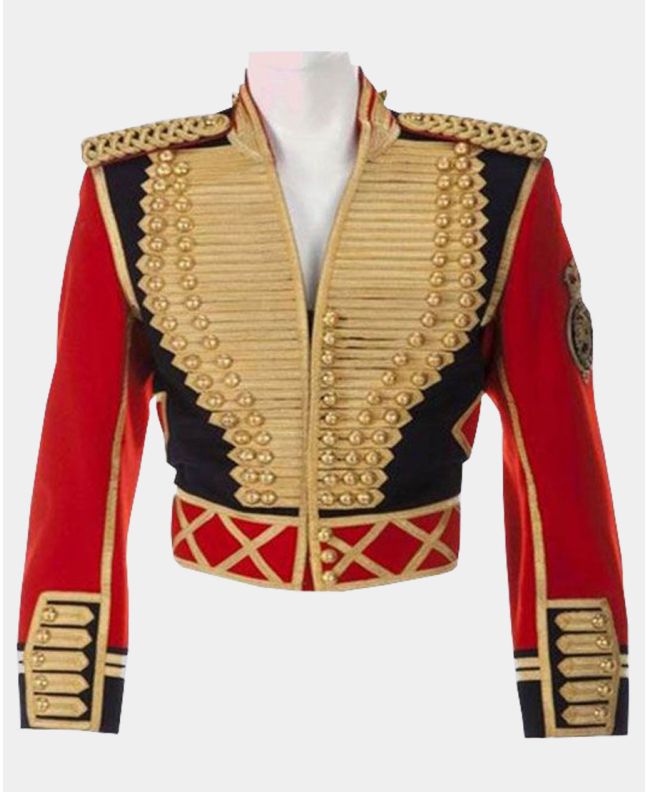 British wool Hussar Jacket,Michael Jackson leave me Alone Military Officer Jacket with gold Braiding