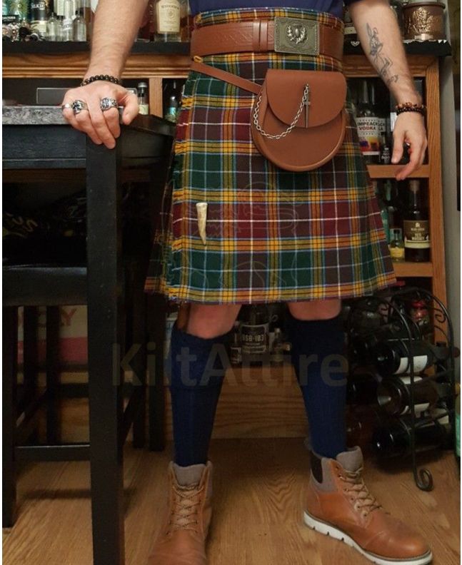 Buchanan Muted Tartan kilt Front 
