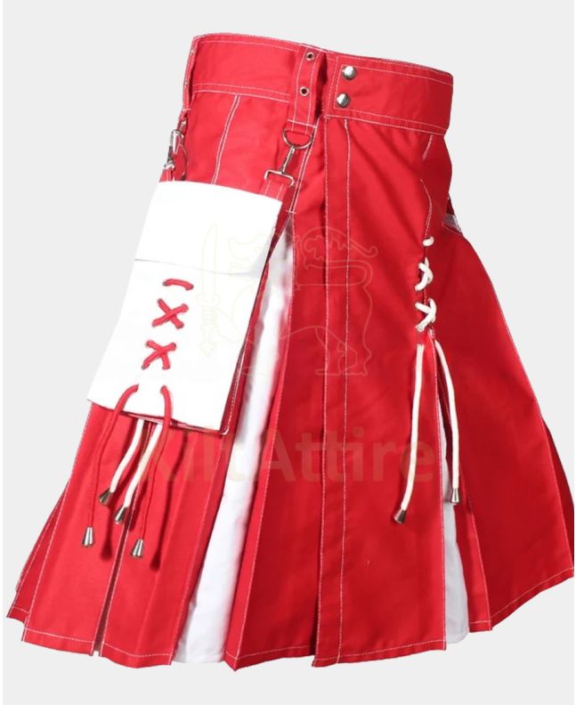 Christmas Men's Red & White Hybrid Fashion Kilt