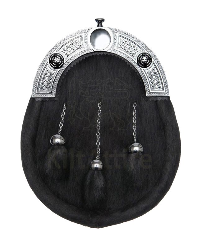 Chrome Cantle Black Dress Sporran 