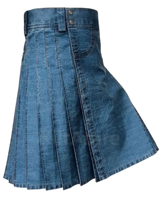 Denim Kilt for Men Side