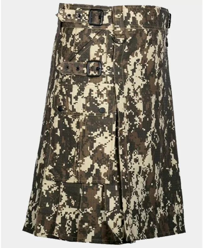 Digital Camouflage Gothic Utility Kilt For Men