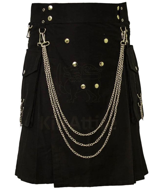 Famous Cargo Utility Kilt With Golden Chains