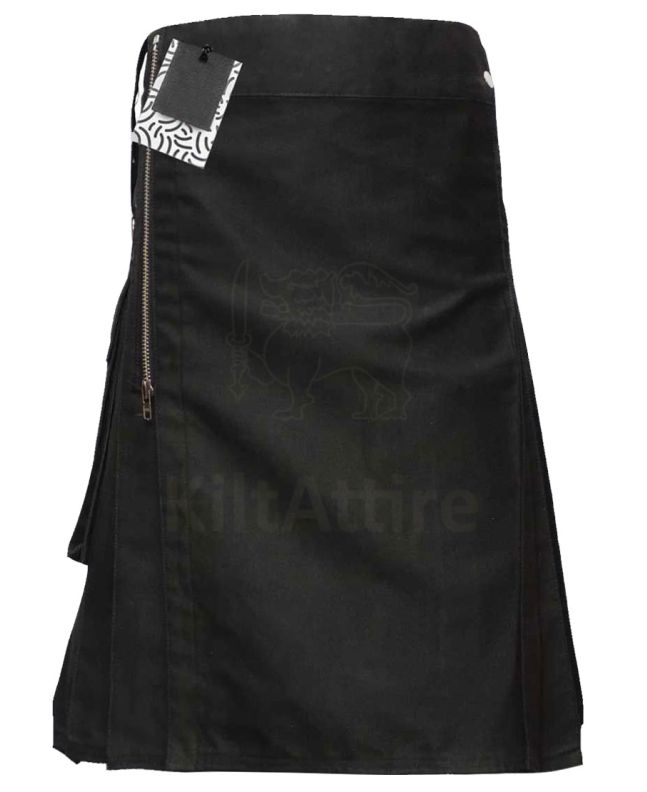 Gothic Fashion Black Utility Kilt