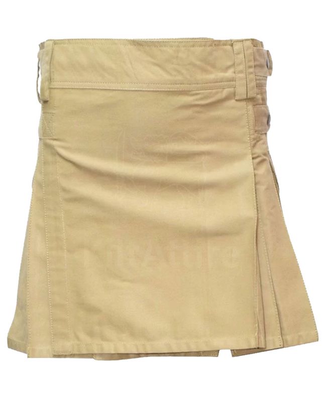 Khaki Cargo Style Utility Kilt 