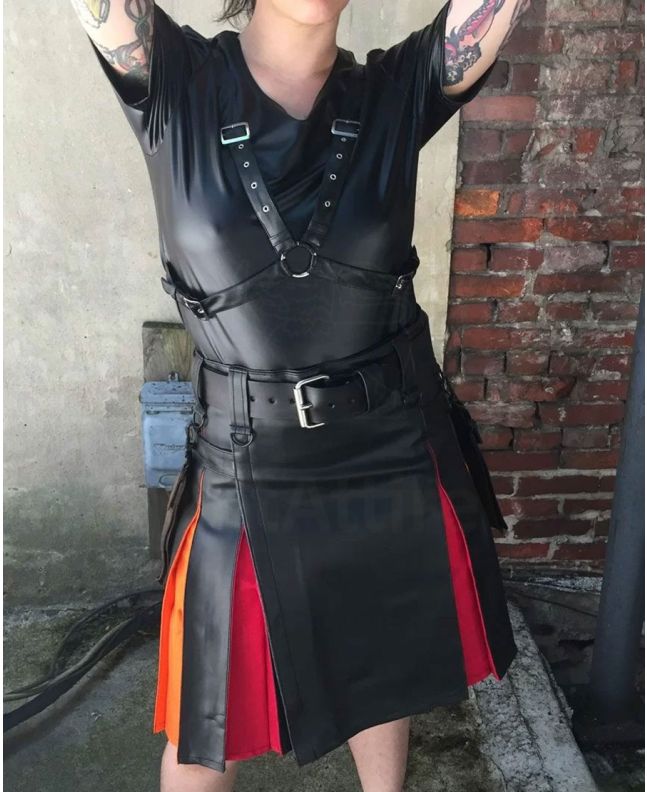 Leather Hybrid Utility Kilt for Women