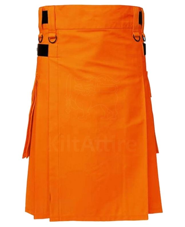 Leather Straps Halloween Orange Utility Kilt