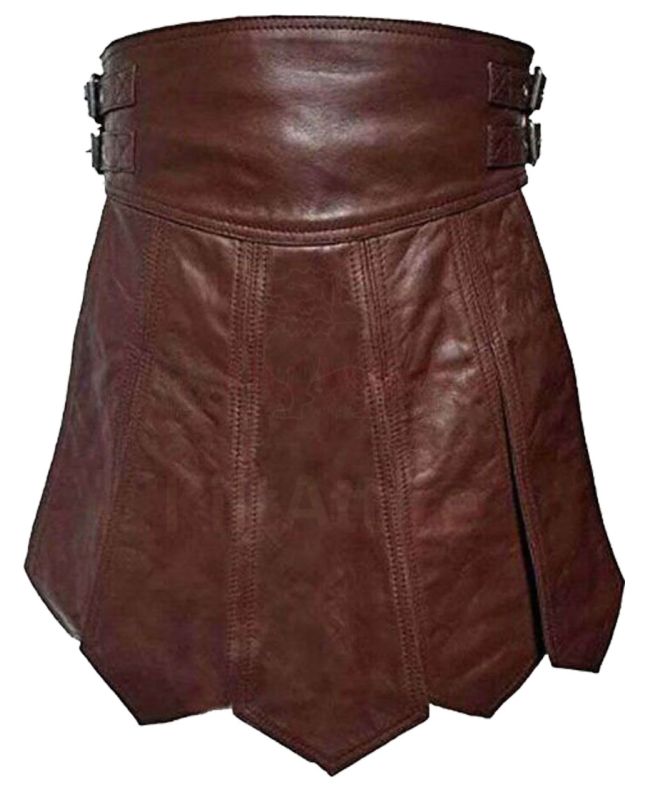 Mens Brown Roman Leather Kilt 