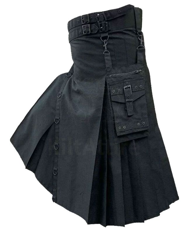 Modern Black Utility Kilt