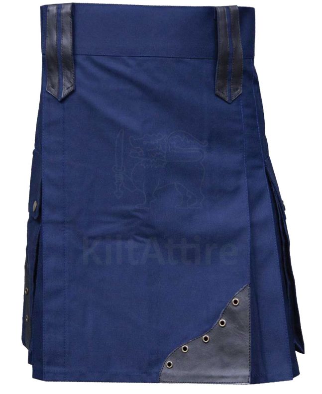 Modern Blue Utility Kilt For Men