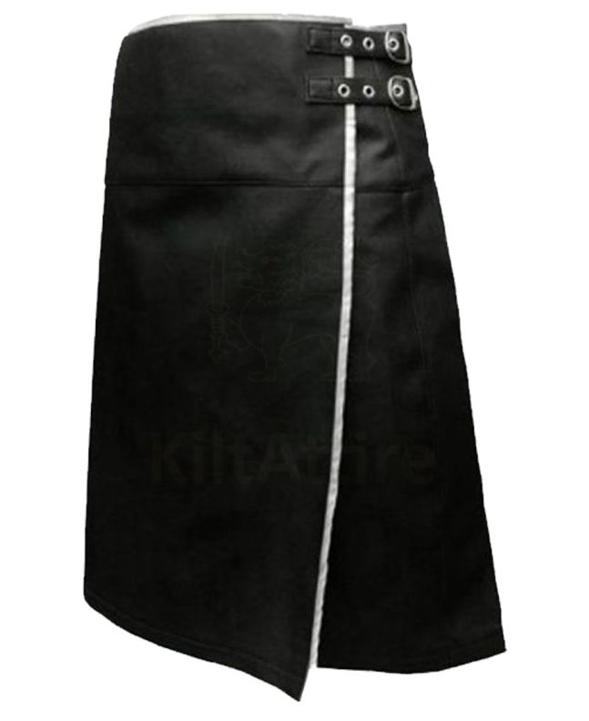 Modern Leather Kilt With White Trim