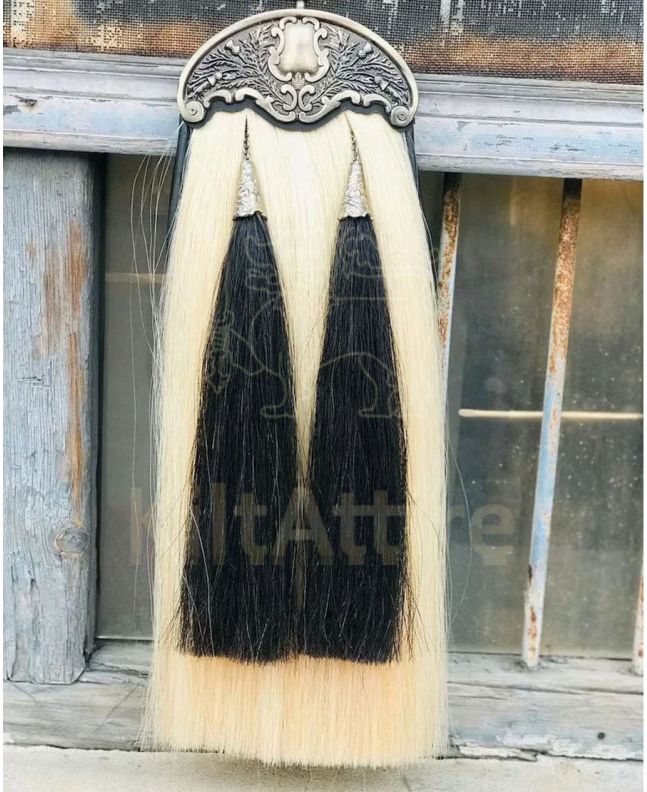 New Embossed White Horse Hair Sporran 