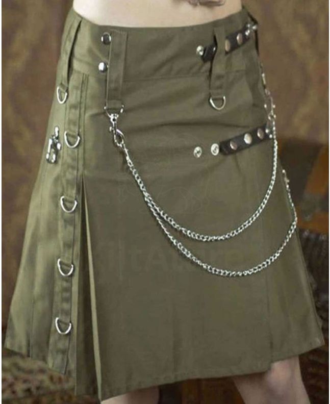 Olive Green Women Utility Kilt 
