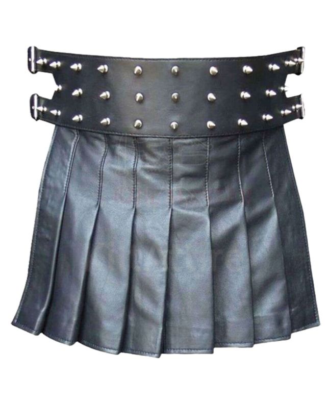 Premium Mini Studded Leather Kilt