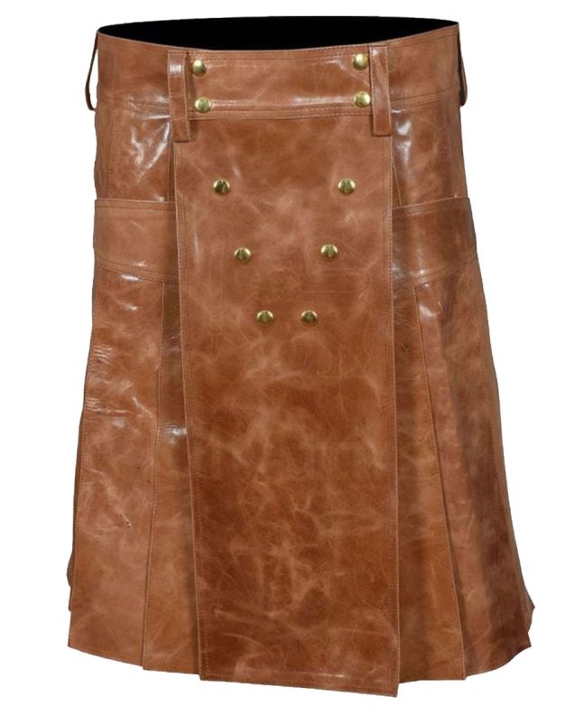 Premium Two-Tone Leather Kilt for Men 