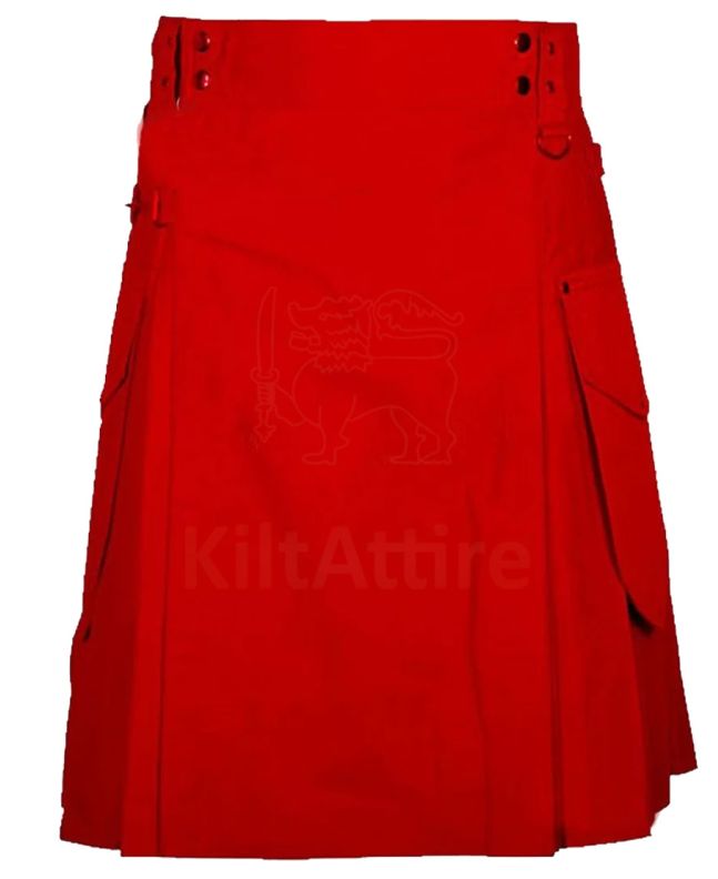 Red Modern Utility Kilt