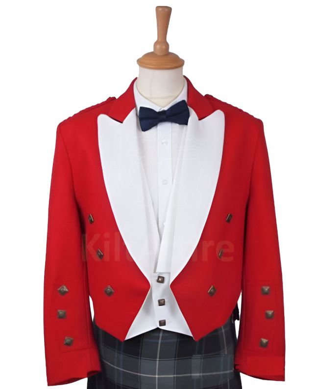 Red Prince Charlie Jacket with 3-Button Waistcoat Set