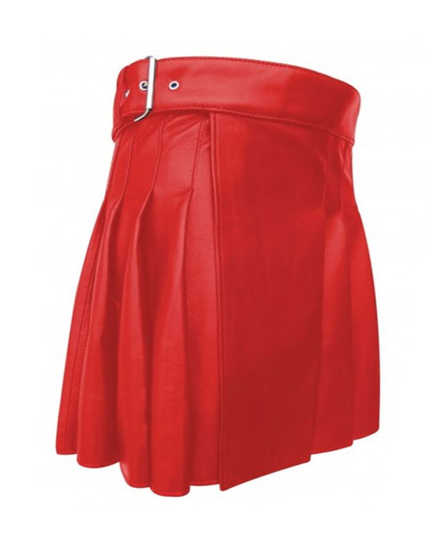 Red Women Leather Kilt
