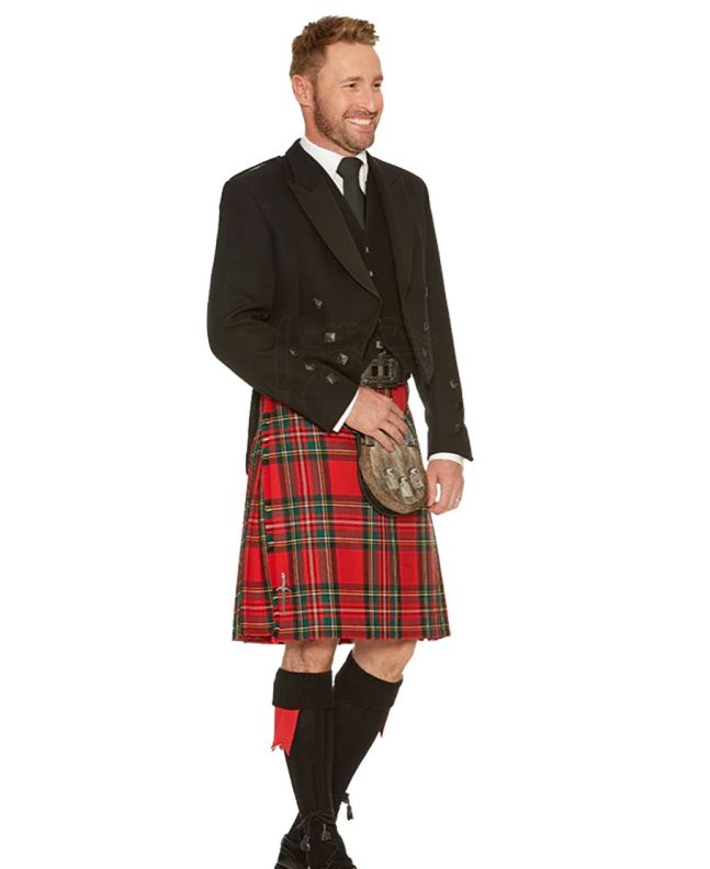 Royal Stewart Tartan Formal Prince Charlie Heavy Kilt Outfit 