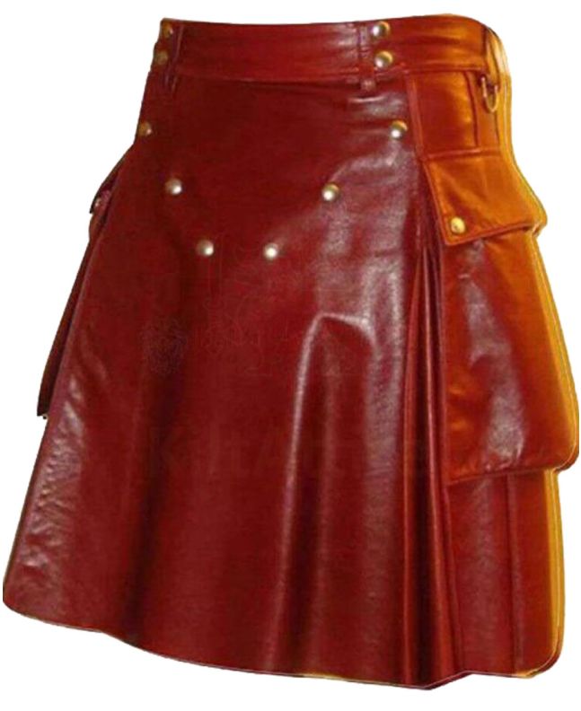 Scottish Red Leather Kilt