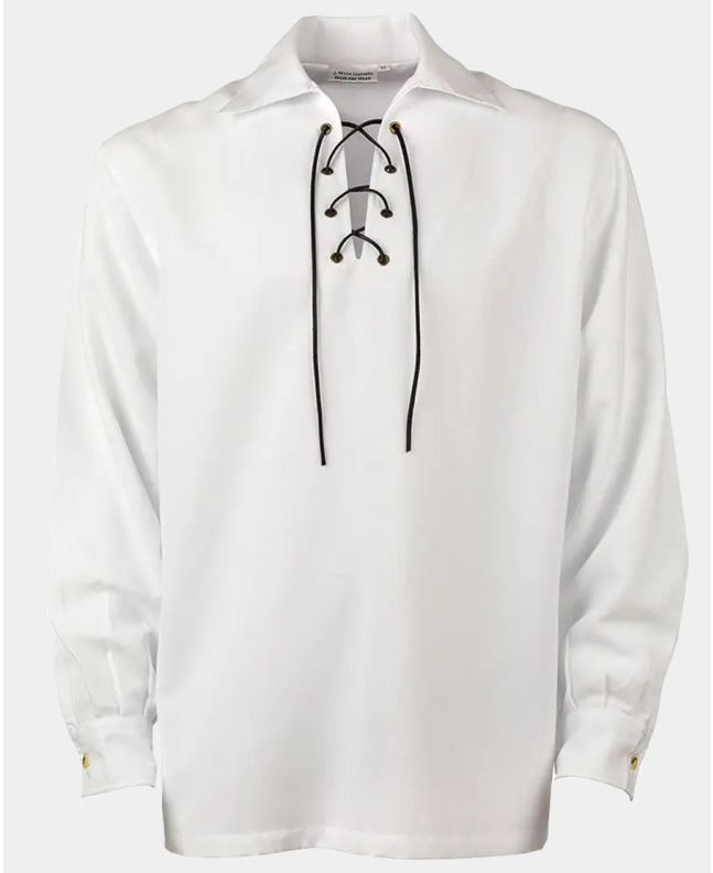 White Jacobite Ghillie Shirt for Kilt