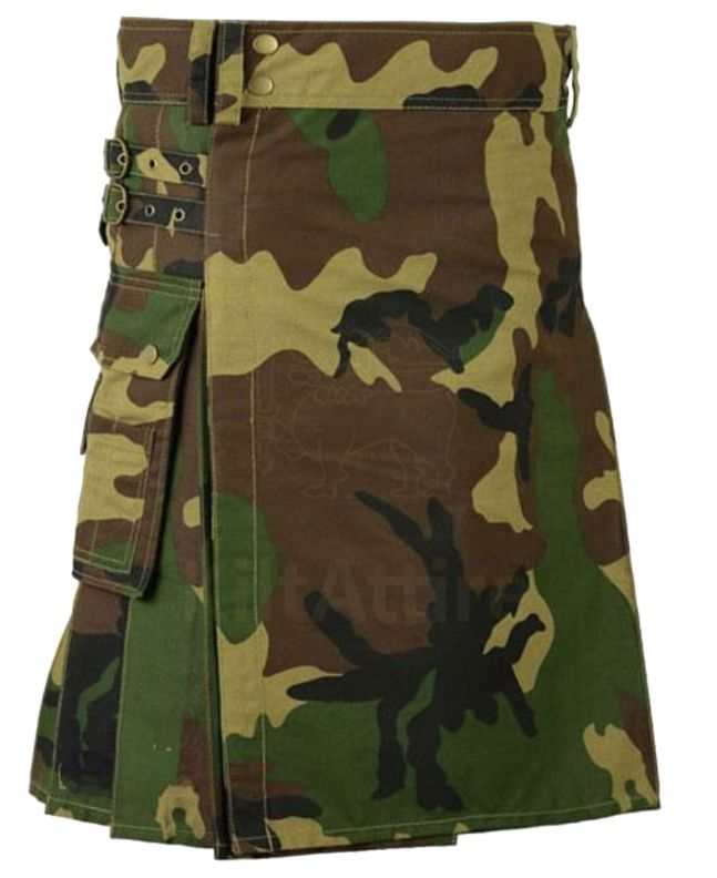 Woodland Camo Utility Kilt for Men
