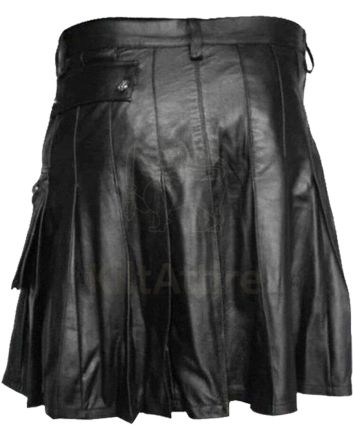 Ample Pleated Leather Kilt For Men