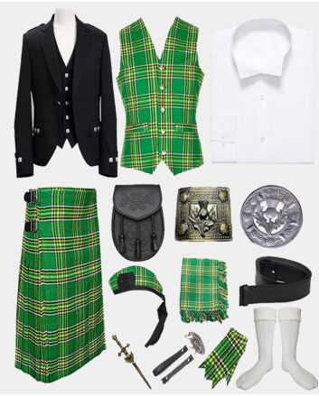 Argyll Irish Green Kilt Outfit With Jacket