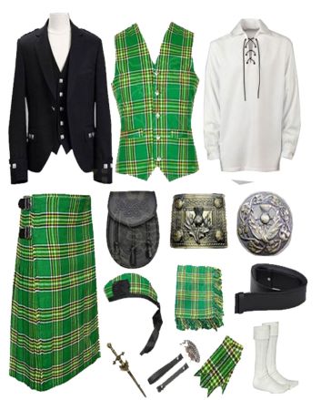 Argyll Irish Green Kilt Outfit With Jacket