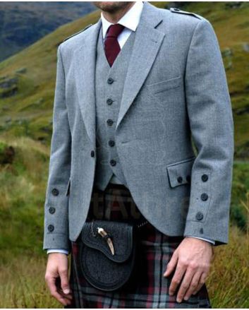 Argyll Kilt Jacket & Waistcoat Light Grey