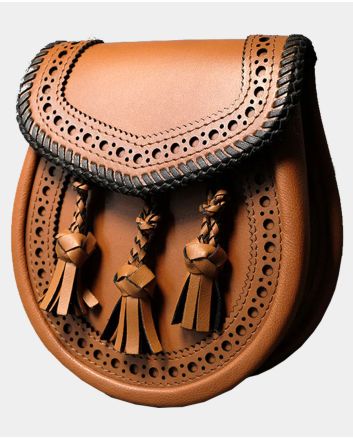 Artsian Classic Brogue Sporran in Tan Leather