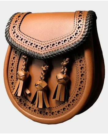 Artsian Classic Brogue Sporran in Tan Leather