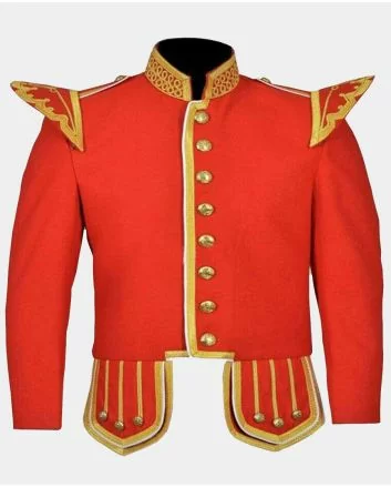 Bagpiper Military Doublet Jacket Tunic Red Jacket 100% Wool Custom made jackets