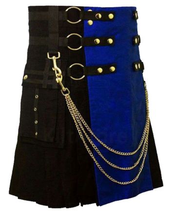 Black And Blue Fashion Hybrid Utility Kilt