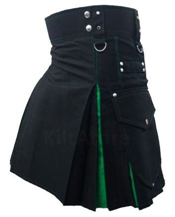 Black And Green Hybrid Utility Kilt