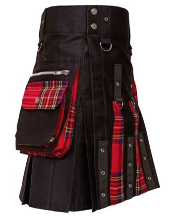 Black Box Plaited Utility Fashion Kilt For Men