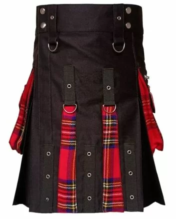 Black Box Plaited Utility Fashion Kilt For Men
