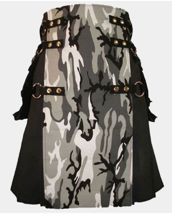 Black Canvas Urban Camouflage Cargo Utility Kilt
