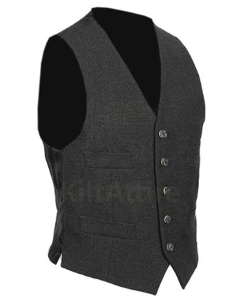 Traditional Black Charcoal Tweed Argyll Jacket With WaistCoat Sets